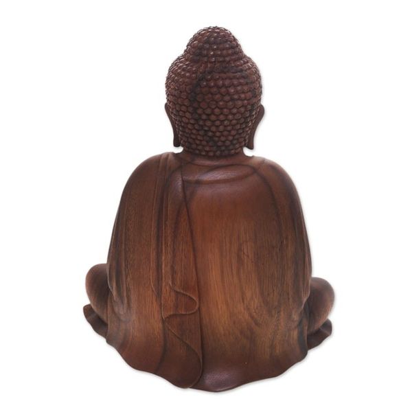 Alternate image for Hand Crafted Balinese Suar Wood Buddha Meditation Statuette Serenity Buddha