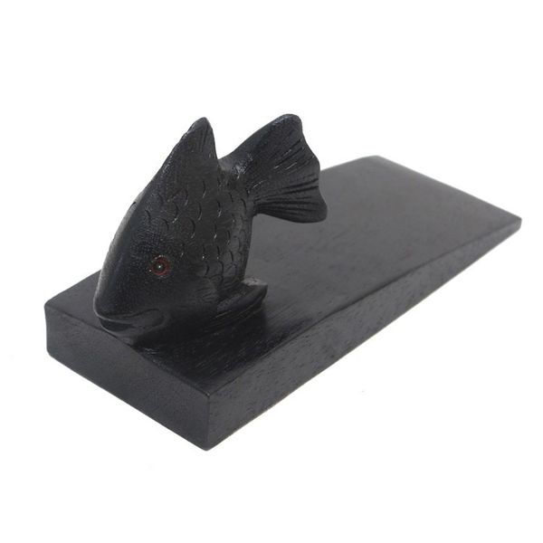 Alternate image for Handcrafted Suar Wood Fish Doorstop in Black from Bali Helpful Goldfish in Black