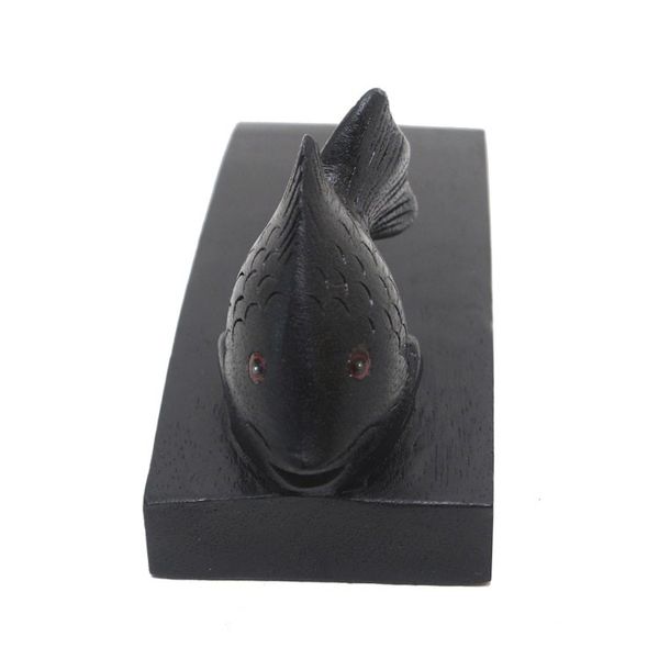 Alternate image for Handcrafted Suar Wood Fish Doorstop in Black from Bali Helpful Goldfish in Black