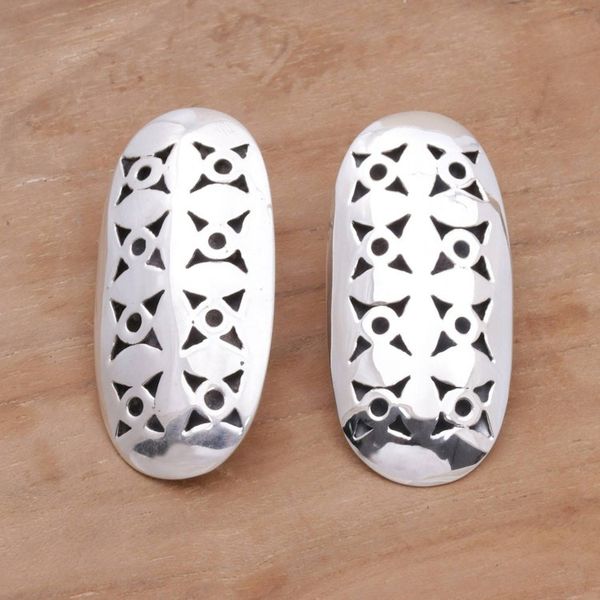 Alternate image for Oval Sterling Silver Drop Earrings from Bali Regal Ovals