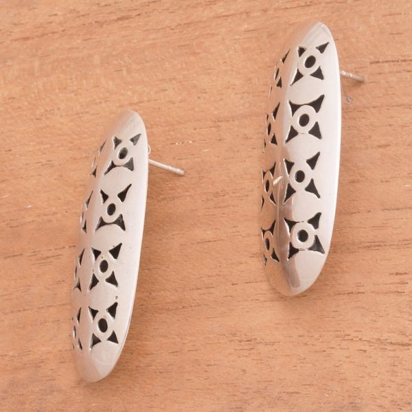 Alternate image for Oval Sterling Silver Drop Earrings from Bali Regal Ovals