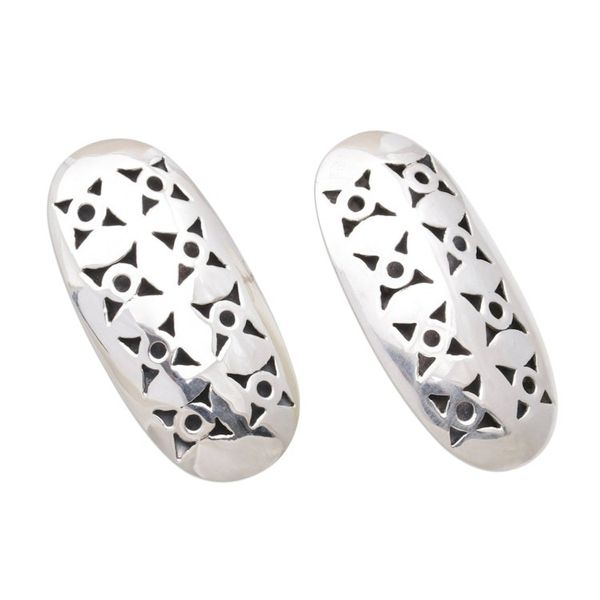 Alternate image for Oval Sterling Silver Drop Earrings from Bali Regal Ovals