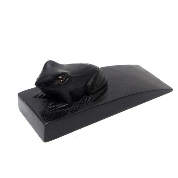 Alternate image for Handcrafted Suar Wood Toad Doorstop in Black from Bali Helpful Toad in Black