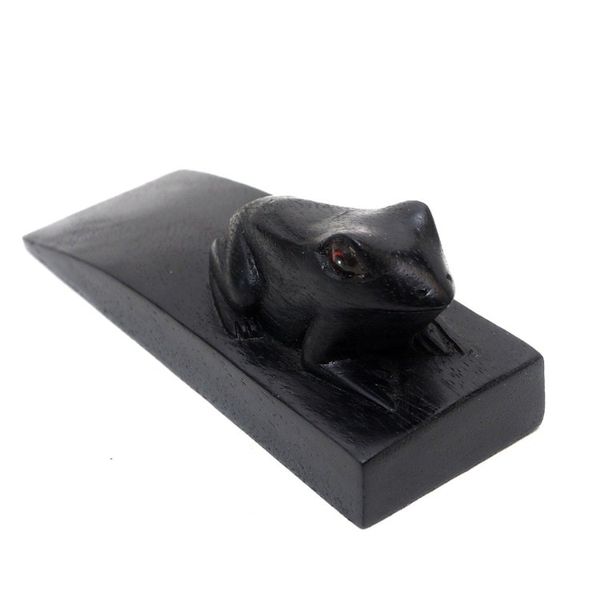 Alternate image for Handcrafted Suar Wood Toad Doorstop in Black from Bali Helpful Toad in Black