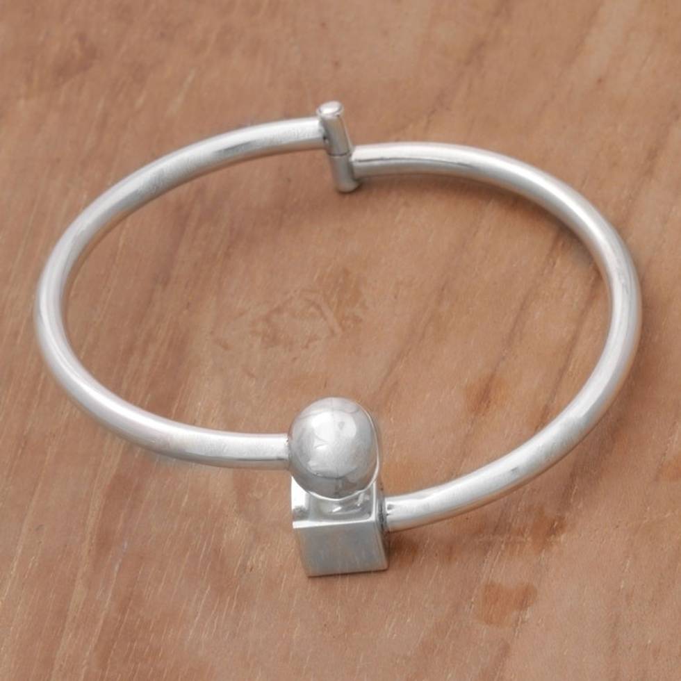 Sterling Silver Simple Bangle Bracelet by Balinese Artisans 'Simple Bali'