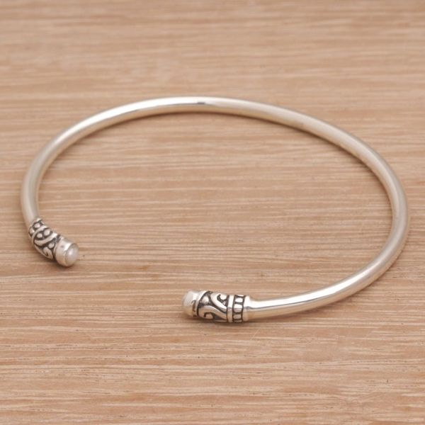 Alternate image for Feminine Cultured Pearl and Sterling Silver Cuff Bracelet Discreetly Yours