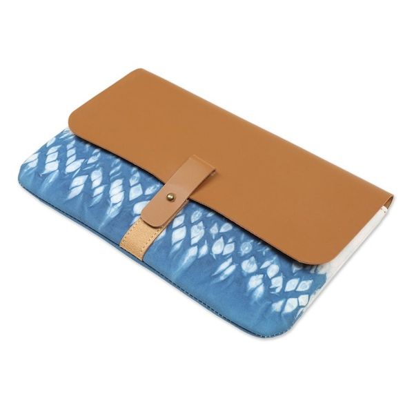Alternate image for Blue Shibori Tie-Dyed Cotton Clutch Handbag Anyer Rain