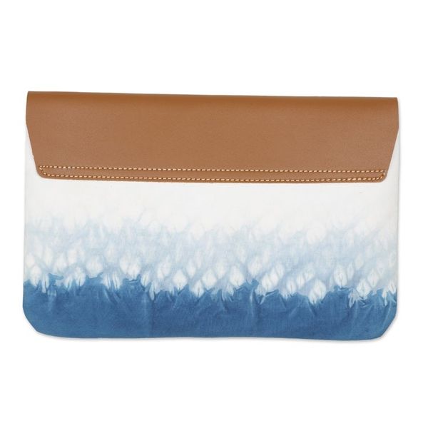 Alternate image for Blue Shibori Tie-Dyed Cotton Clutch Handbag Anyer Rain
