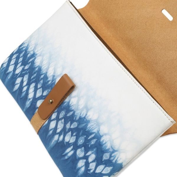 Alternate image for Blue Shibori Tie-Dyed Cotton Clutch Handbag Anyer Rain