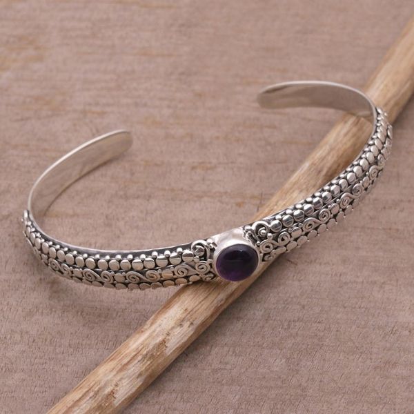 Alternate image for Amethyst and Sterling Silver Cuff Bracelet from Bali Swirling Altar