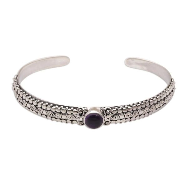 Alternate image for Amethyst and Sterling Silver Cuff Bracelet from Bali Swirling Altar