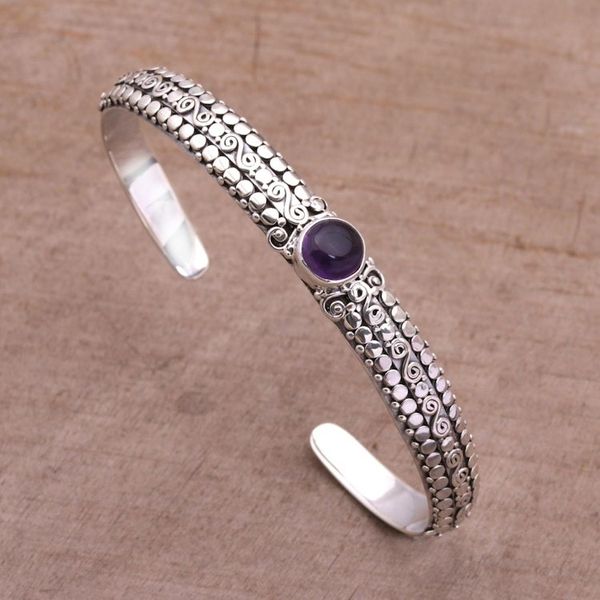 Alternate image for Amethyst and Sterling Silver Cuff Bracelet from Bali Swirling Altar