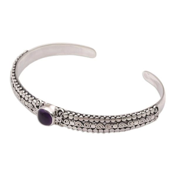 Alternate image for Amethyst and Sterling Silver Cuff Bracelet from Bali Swirling Altar