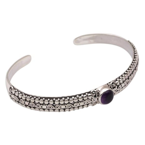 Alternate image for Amethyst and Sterling Silver Cuff Bracelet from Bali Swirling Altar
