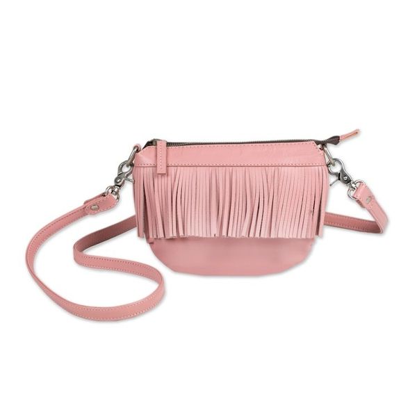 Alternate image for Fringed Petal Pink Leather Sling Handbag Pink Dancer