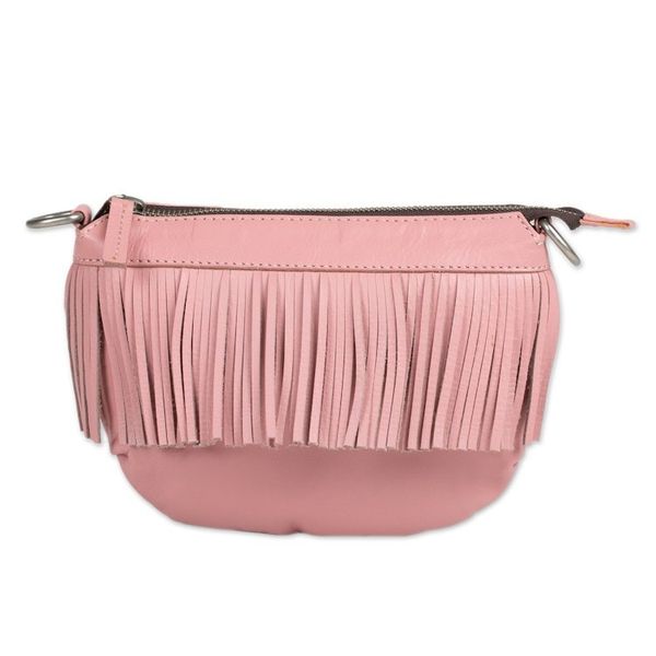 Alternate image for Fringed Petal Pink Leather Sling Handbag Pink Dancer