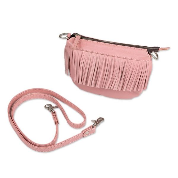 Alternate image for Fringed Petal Pink Leather Sling Handbag Pink Dancer