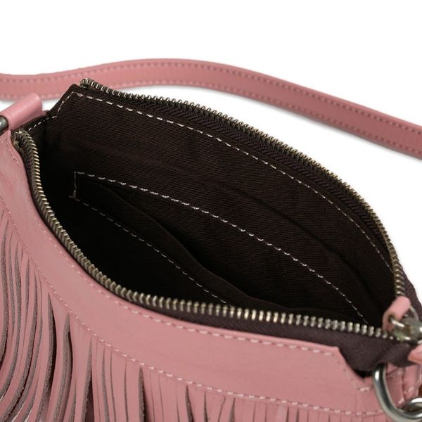 Alternate image for Fringed Petal Pink Leather Sling Handbag Pink Dancer