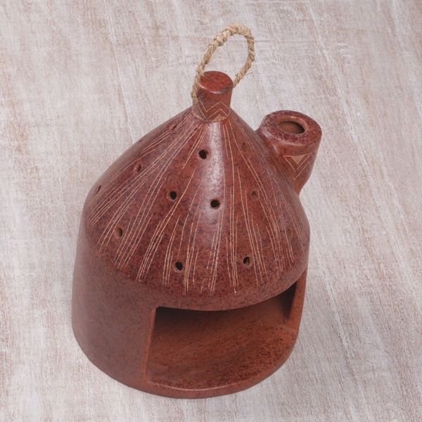 Alternate image for Artisan Made Terracotta Ceramic Birdhouse from Indonesia Cozy Hut