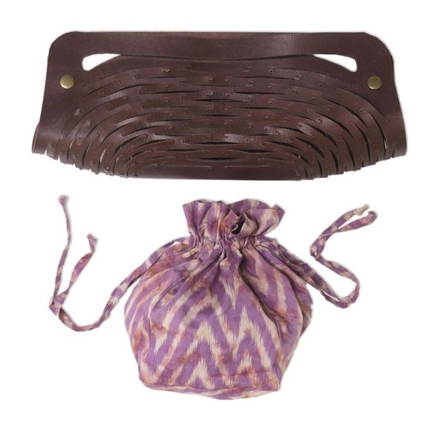 Alternate image for Unique Leather Shoulder Bag with Cotton Lining from Bali Deep Lavender Nest