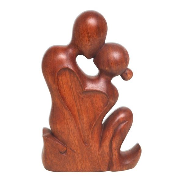 Alternate image for Hand Carved Romantic Suar Wood Statuette from Bali Loves Bond