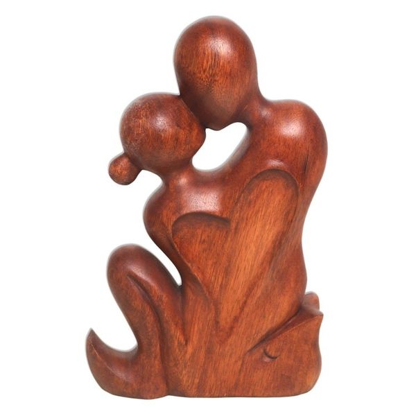 Alternate image for Hand Carved Romantic Suar Wood Statuette from Bali Loves Bond