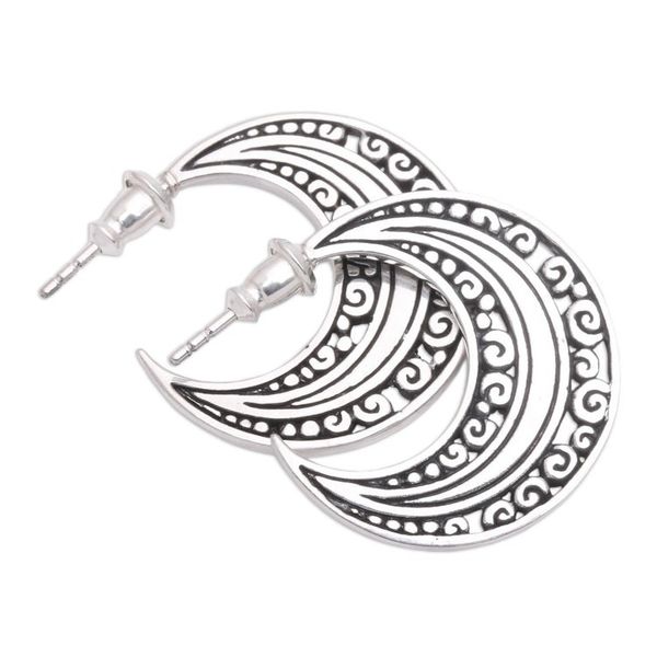 Alternate image for Sterling Silver Crescent Half-Hoop Earrings from Bali Curling Crescents