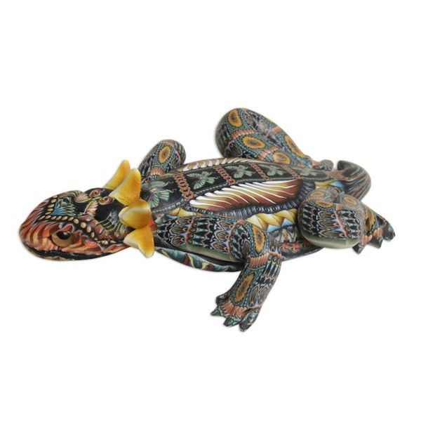 Alternate image for Handcrafted Polymer Clay Lizard Sculpture 3.5 Inch Horned Lizard