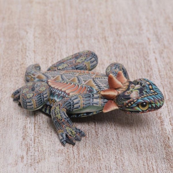 Alternate image for Handcrafted Polymer Clay Lizard Sculpture 3.5 Inch Horned Lizard