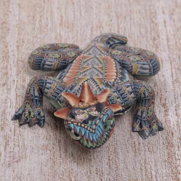 Alternate image for Handcrafted Polymer Clay Lizard Sculpture 3.5 Inch Horned Lizard