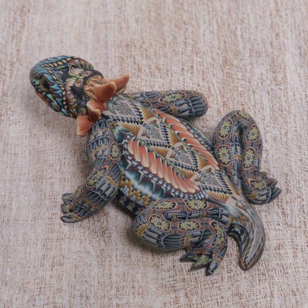Alternate image for Handcrafted Polymer Clay Lizard Sculpture 3.5 Inch Horned Lizard