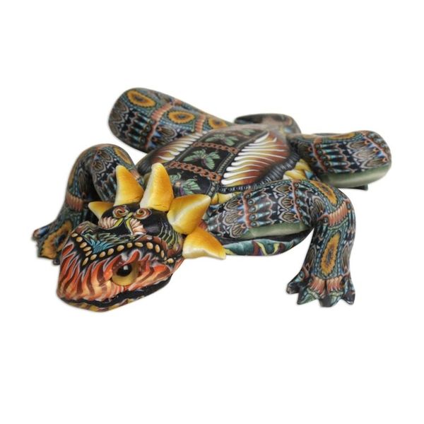 Alternate image for Handcrafted Polymer Clay Lizard Sculpture 3.5 Inch Horned Lizard