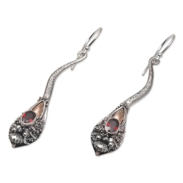 Alternate image for Garnet and Sterling Silver Dragon Earrings with Gold Accent Dragon Queen