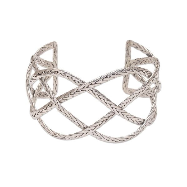 Alternate image for Sterling Silver Handcrafted Cuff Bracelet with Braided Motif Woven Road
