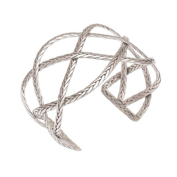 Alternate image for Sterling Silver Handcrafted Cuff Bracelet with Braided Motif Woven Road