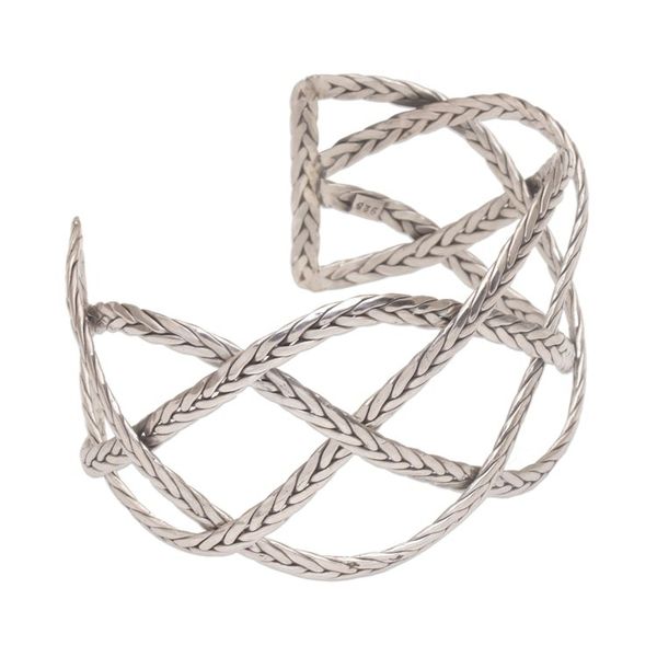 Alternate image for Sterling Silver Handcrafted Cuff Bracelet with Braided Motif Woven Road