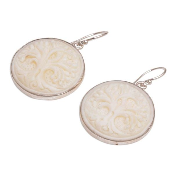 Alternate image for Handcrafted Bone Tree Dangle Earrings from Bali Halo Trees