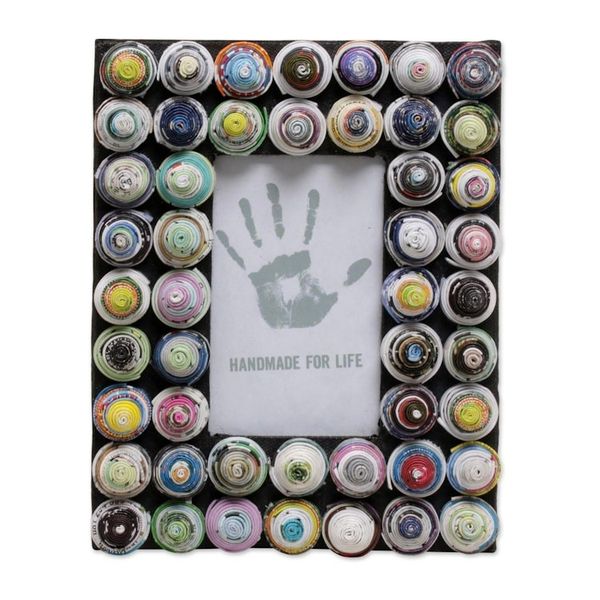 Alternate image for 3x5 Recycled Paper Photo Frame with Circle Motifs Colorful Shrines