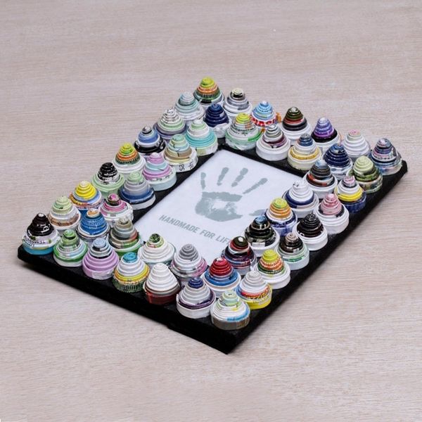 Alternate image for 3x5 Recycled Paper Photo Frame with Circle Motifs Colorful Shrines