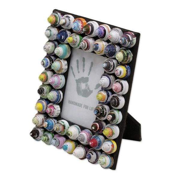 Alternate image for 3x5 Recycled Paper Photo Frame with Circle Motifs Colorful Shrines