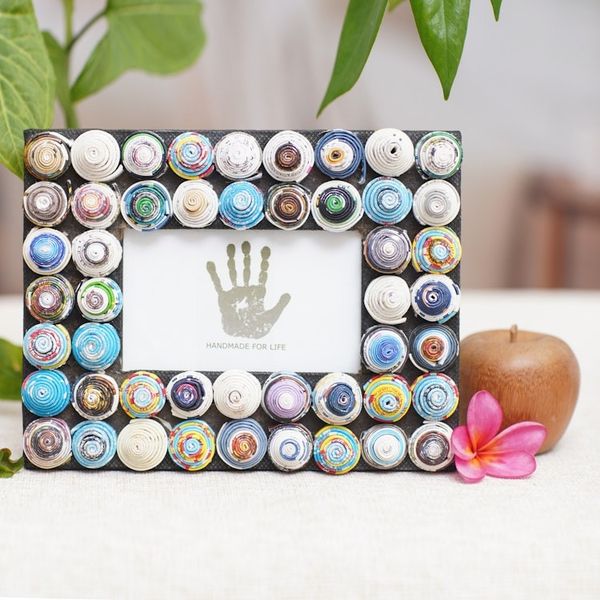 Alternate image for 3x5 Recycled Paper Photo Frame with Circle Motifs Colorful Shrines