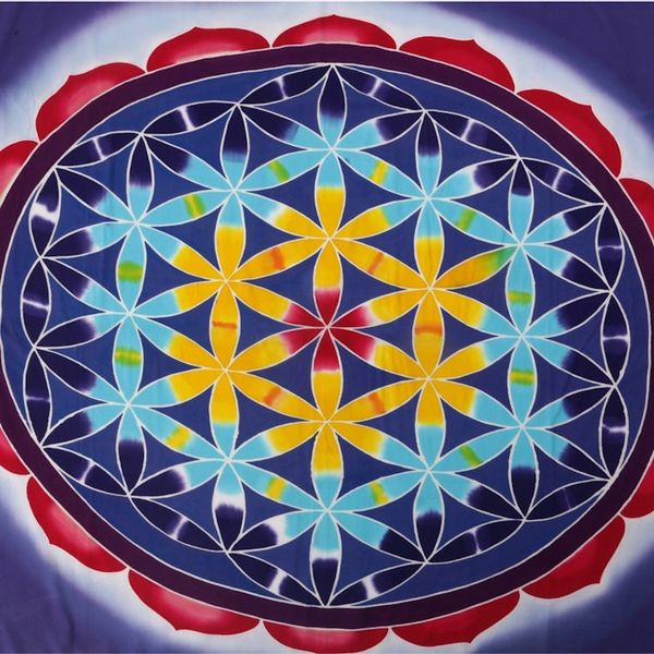 Alternate image for Floral Motif Batik Rayon Wall Hanging from Bali Rice Petals