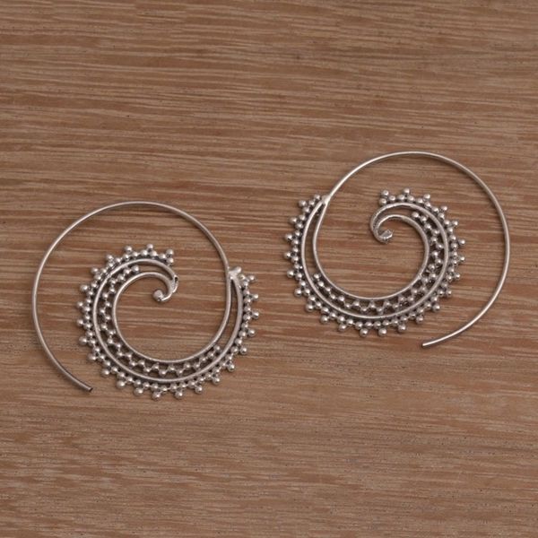 Alternate image for Sterling Silver Spiral Threader Earrings from Bali Bali Tendrils