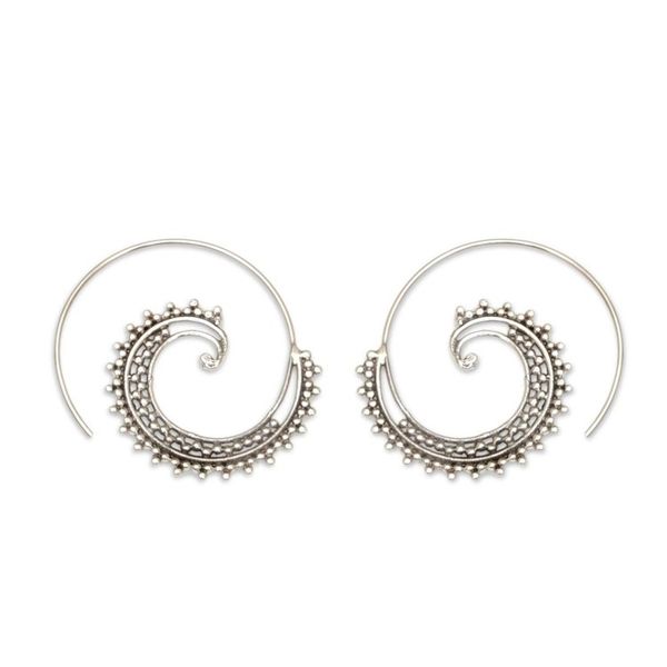 Alternate image for Sterling Silver Spiral Threader Earrings from Bali Bali Tendrils
