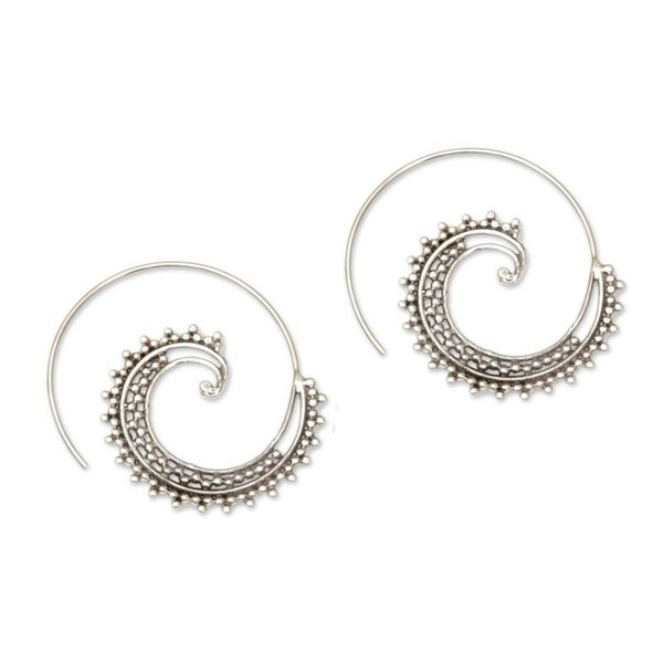 Alternate image for Sterling Silver Spiral Threader Earrings from Bali Bali Tendrils