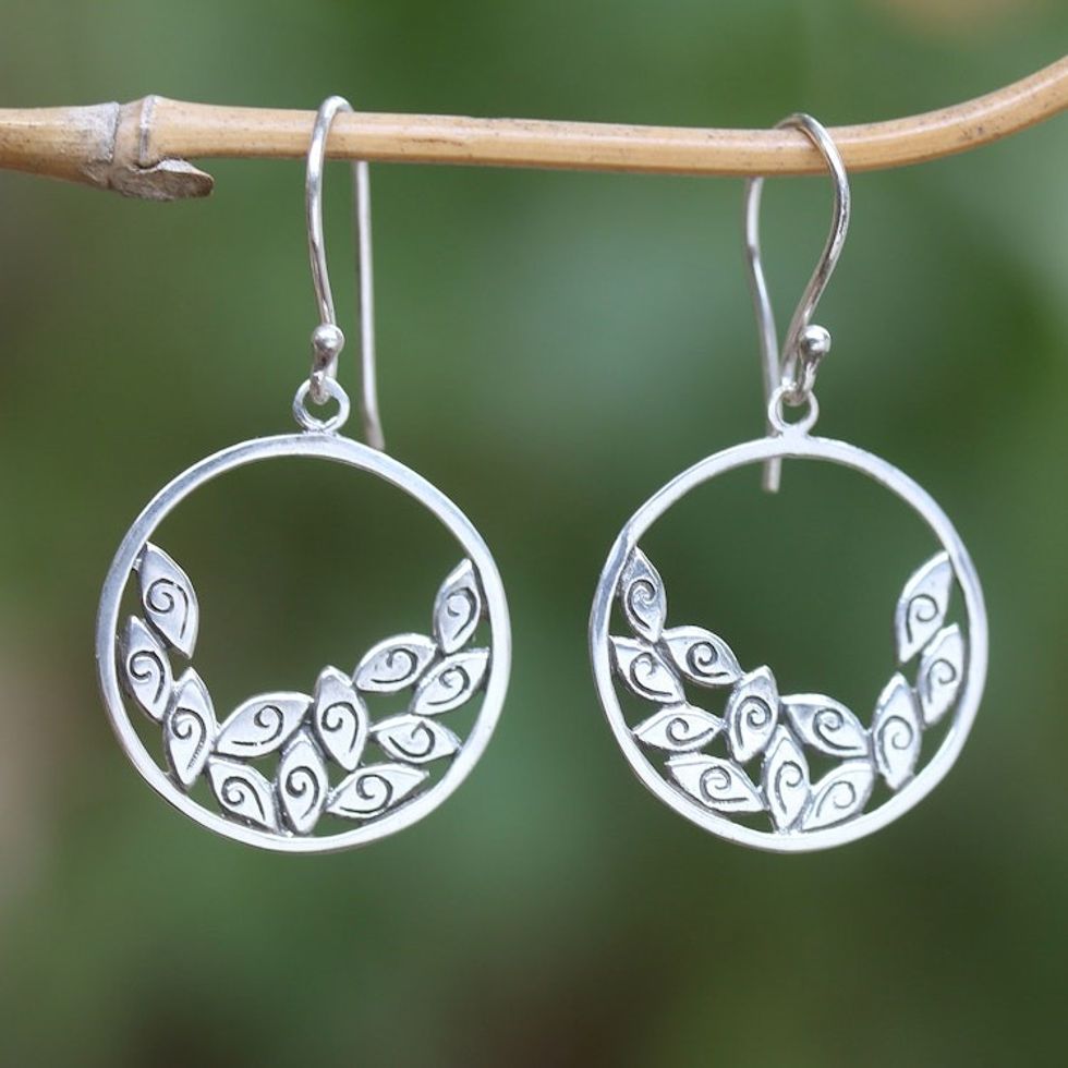 Handmade Sterling Silver Dangle Earrings from Indonesia 'Spectator'