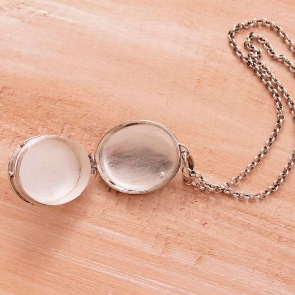 Alternate image for Sterling Silver and Amethyst Locket Necklace from Bali Floral Secret
