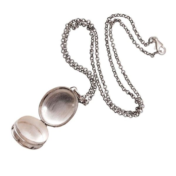 Alternate image for Sterling Silver and Amethyst Locket Necklace from Bali Floral Secret