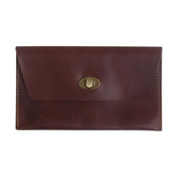 Alternate image for Dark Brown Leather Minimalist Clutch Wallet Mahogany Amplop