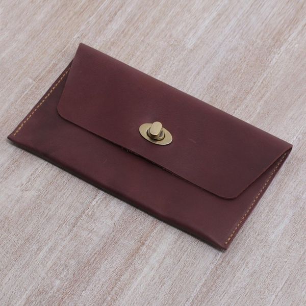 Alternate image for Dark Brown Leather Minimalist Clutch Wallet Mahogany Amplop